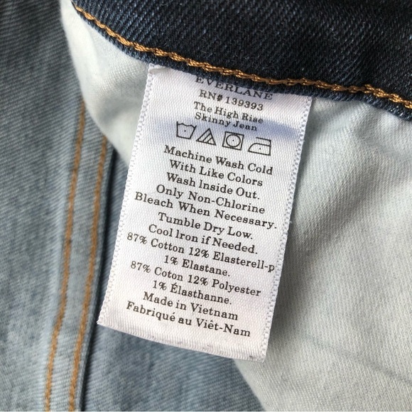 Everlane High Rise Skinny Jeans Dark Wash Ankle - Picture 9 of 9